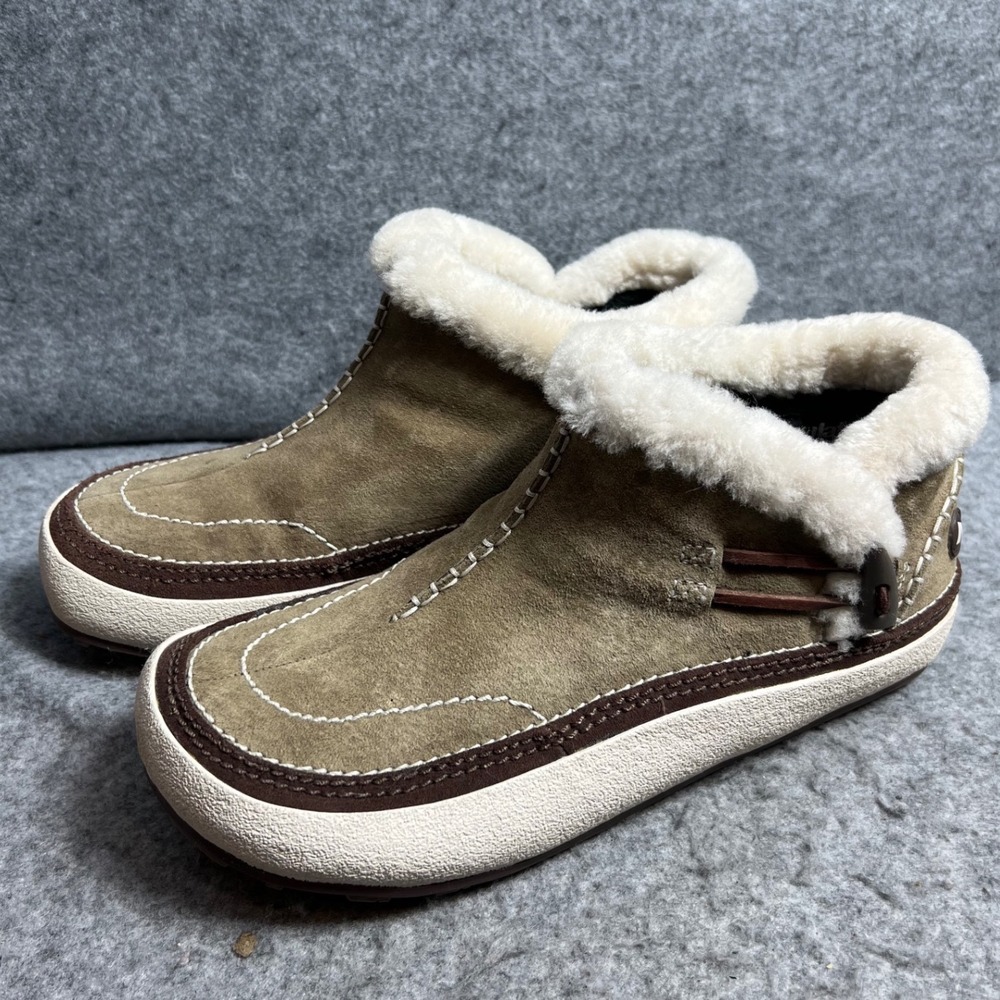 Merrell Spirit Tibet Suede Ankle Boots Women Beige Shearling Detail Size 9